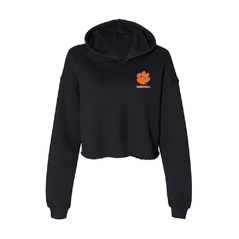 Clemson - NCAA Women's Basketball : Hannah Kohn - Women's Crop Fleece Hoodie Hoodie with Hem Contrast Bold Stylish Clemson - NCAA Women's Basketball : Hannah Kohn - Women's Crop Fleece Hoodie Hoodie with Hem Contrast Bold Stylish