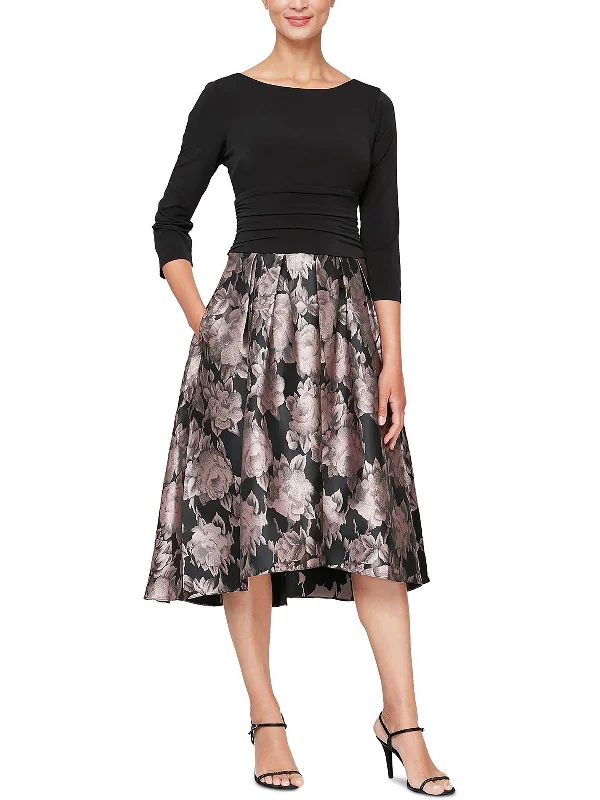 Womens Floral Hi-Low Cocktail and Party Dress Tunics Summer linen