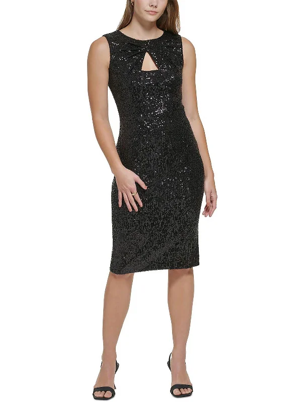 Petites Womens Sequined Short Cocktail and Party Dress Tunics Top Casual
