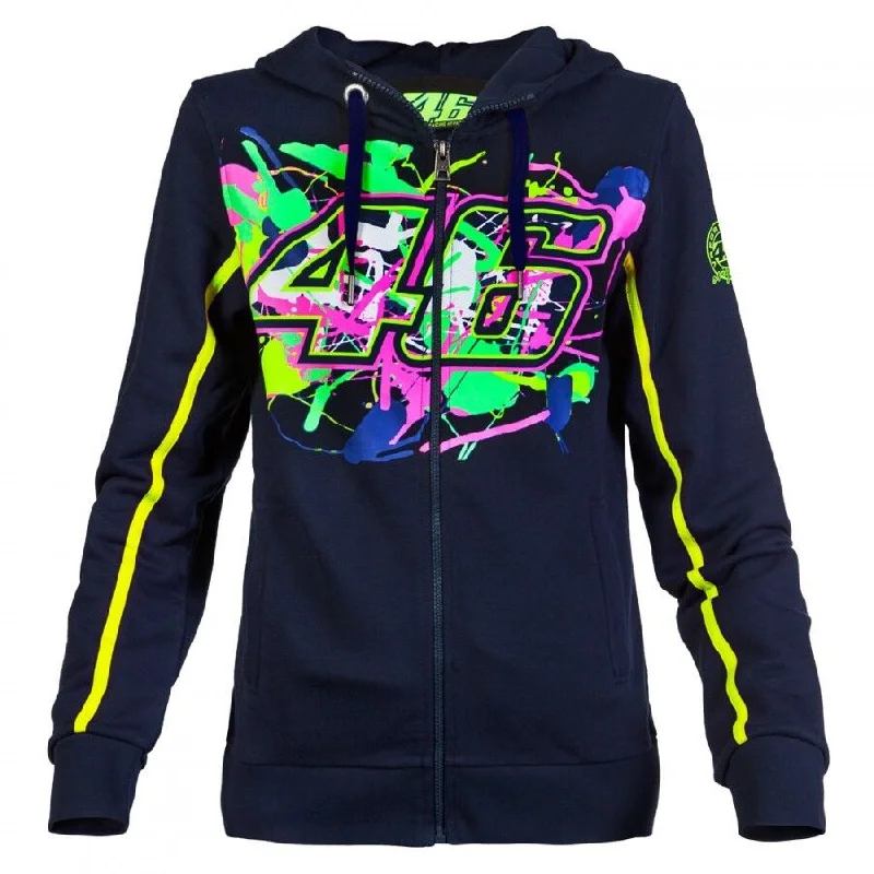 Official VR46 Womans Painted Navy Hoodie - Vrwfl 206102 Hoodie with Rhinestones Sparkly Elegant Official VR46 Womans Painted Navy Hoodie - Vrwfl 206102 Hoodie with Rhinestones Sparkly Elegant