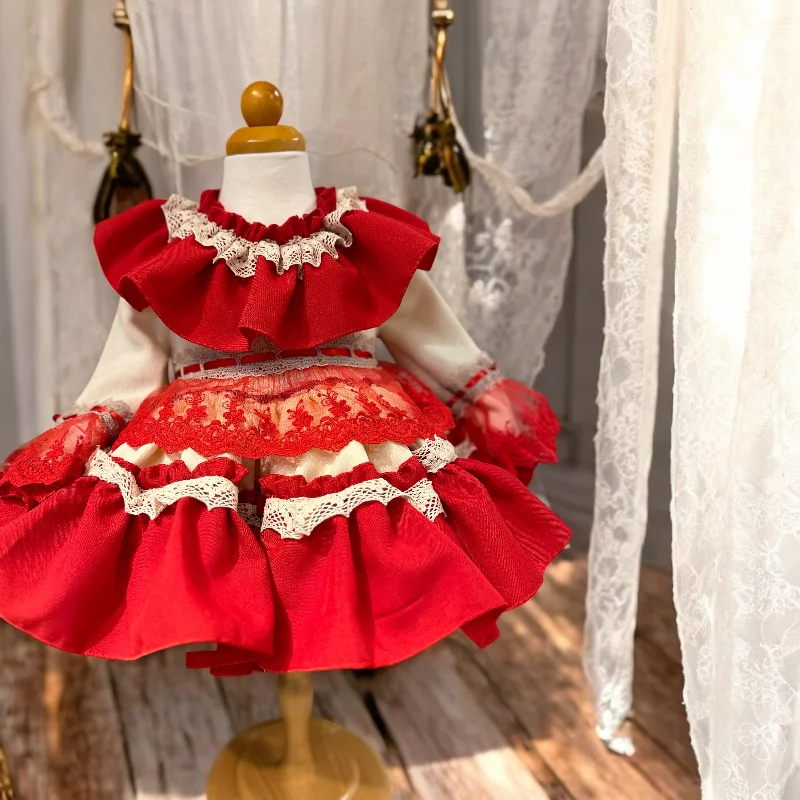 Red and Ivory Knit Dress empire Waist empire