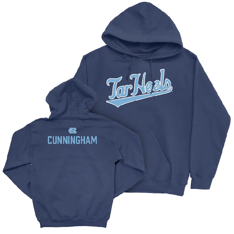 UNC Women's Rowing Navy Script Hoodie - Cara Cunningham Hoodie with Metallic Shiny Futuristic UNC Women's Rowing Navy Script Hoodie - Cara Cunningham Hoodie with Metallic Shiny Futuristic