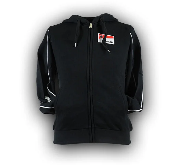 New Official Ducati Corse Womans Black Zip Up Hoodie - 13 26007 Hoodie with Fur Luxurious Winter New Official Ducati Corse Womans Black Zip Up Hoodie - 13 26007 Hoodie with Fur Luxurious Winter