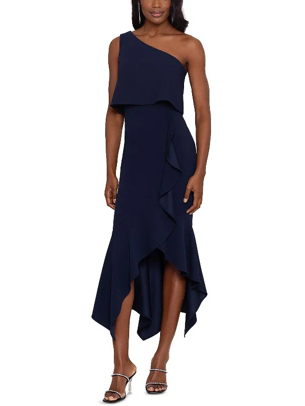 Womens One Shoulder Pop Over Cocktail and Party Dress Tunics Fall fleece