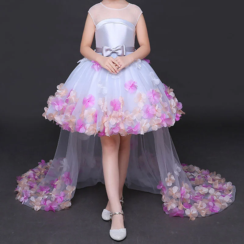 Baby Girl Tail Princess Dress Girl  Flower Baptism Party Pageant Dress Tunics Plaid country