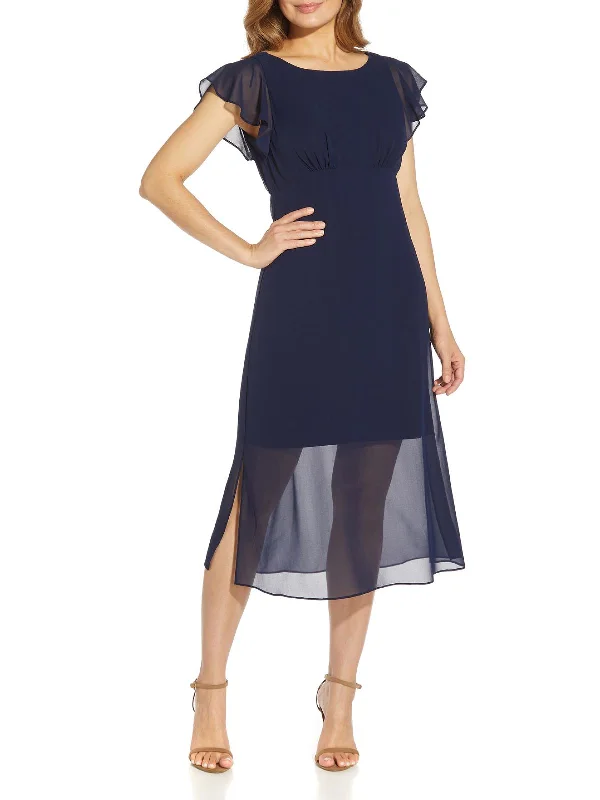 Womens Chiffon Illusion Cocktail and Party Dress Tunics Fashionable trendy