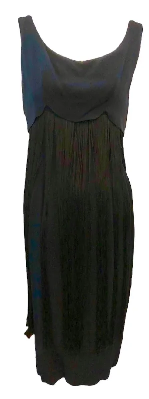 Syano 60s Black Cocktail Dress with Long Fringe Skirt Maxi Flowy Bohemian