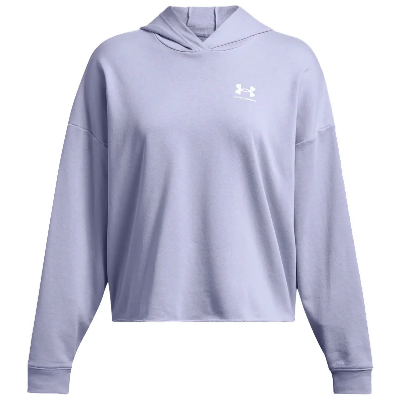 Under Armour Rival Terry Oversized Hoodie - Womens - Celeste/White Hoodie with Hem Contrast Bold Stylish Under Armour Rival Terry Oversized Hoodie - Womens - Celeste/White Hoodie with Hem Contrast Bold Stylish