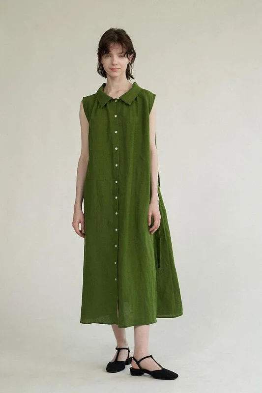 plus size sleeveless linen dress summer 4310 Tunics Luxurious high-end