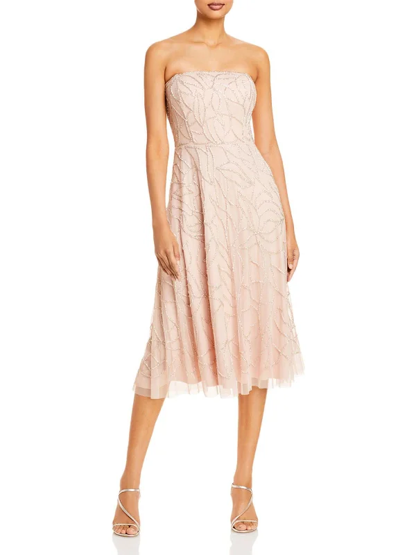Womens Beaded Midi Cocktail and Party Dress Mermaid Tail Wedding