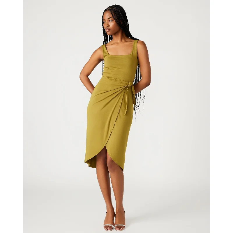 Rhea Dress Olive Crew Neckline Casual