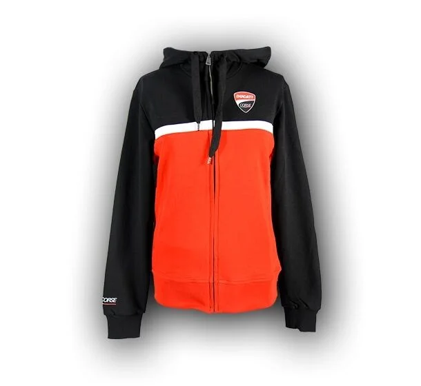 Official Ducati Corse Womans Zip Up Hoodie - 14 26006 Hoodie with Button Classic Timeless Official Ducati Corse Womans Zip Up Hoodie - 14 26006 Hoodie with Button Classic Timeless