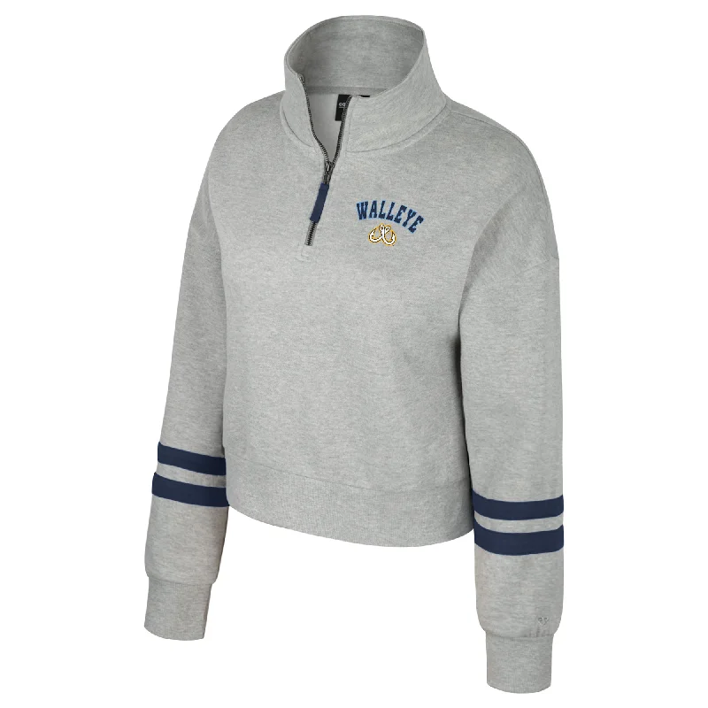 Toledo Walleye Ladies Sage 1/4 Zip Sweatshirt Hoodie with Puffed Sleeves Voluminous Trendy Toledo Walleye Ladies Sage 1/4 Zip Sweatshirt Hoodie with Puffed Sleeves Voluminous Trendy