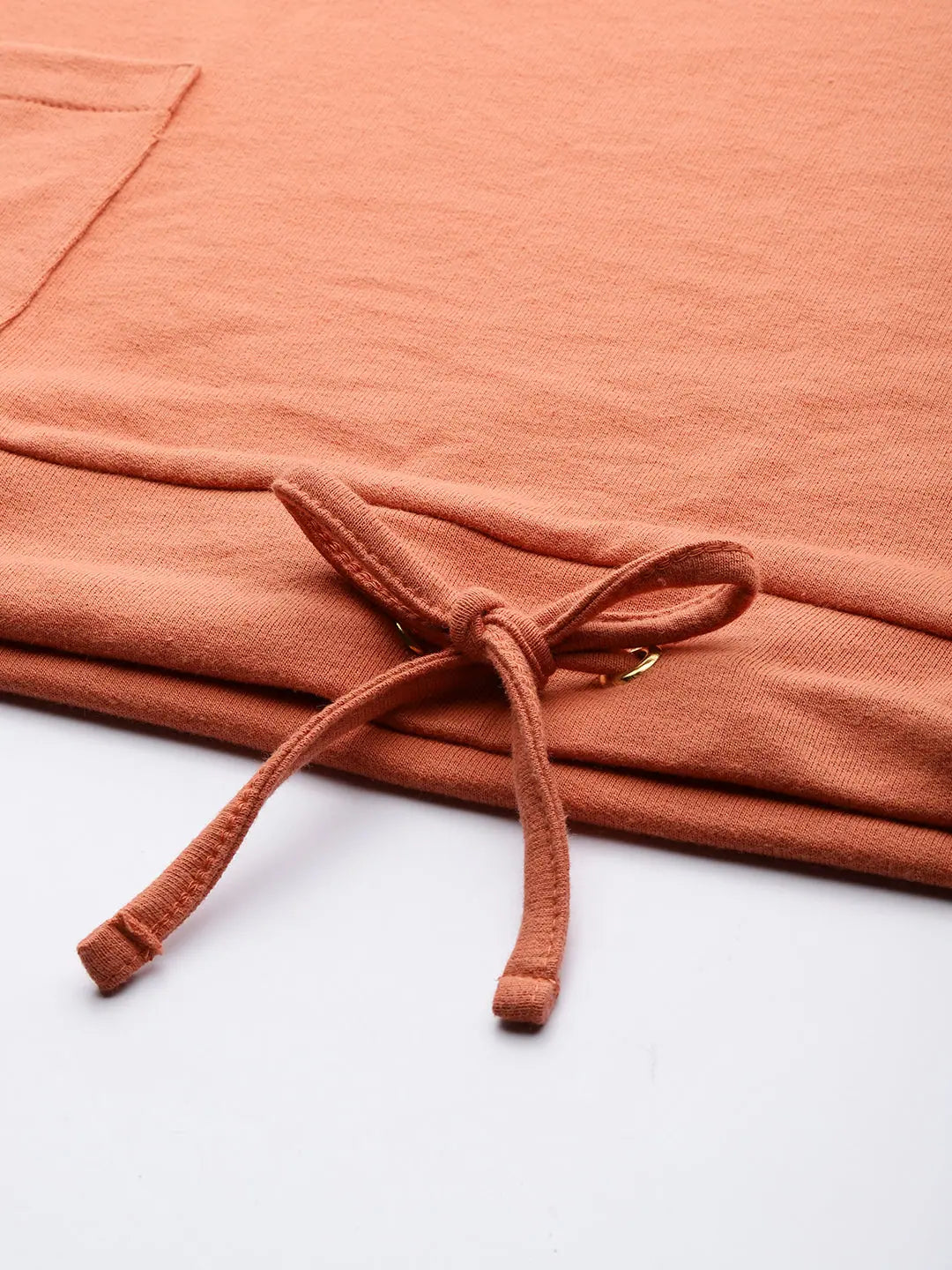 Coral Terry Pull Hem Terry Boxy Sweatshirt Hoodie with Rhinestones Sparkly Elegant