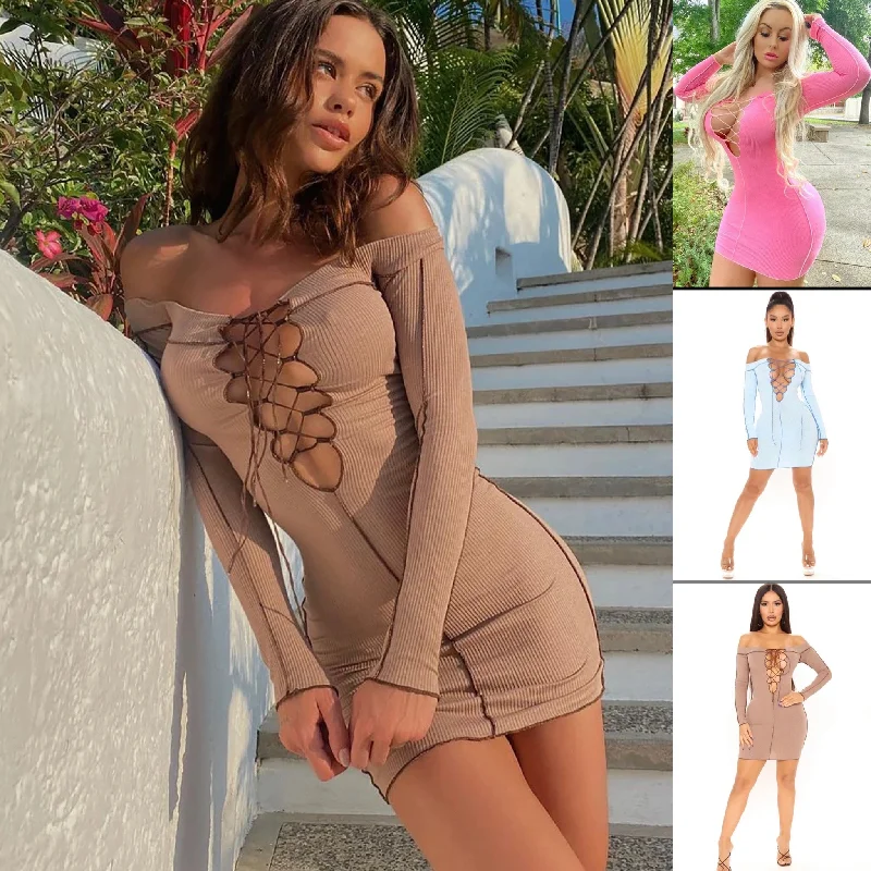 Girl Lace Up Mini Dress Cozy Wraparound Mini Dress
