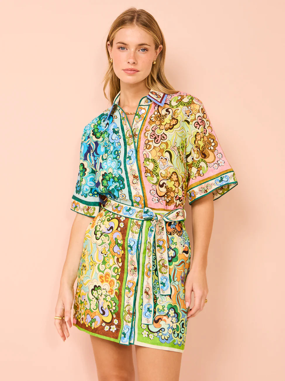 Hire ALEMAIS Dreamer Mini Dress in Linen Stylish Button-Down Mini Dress
