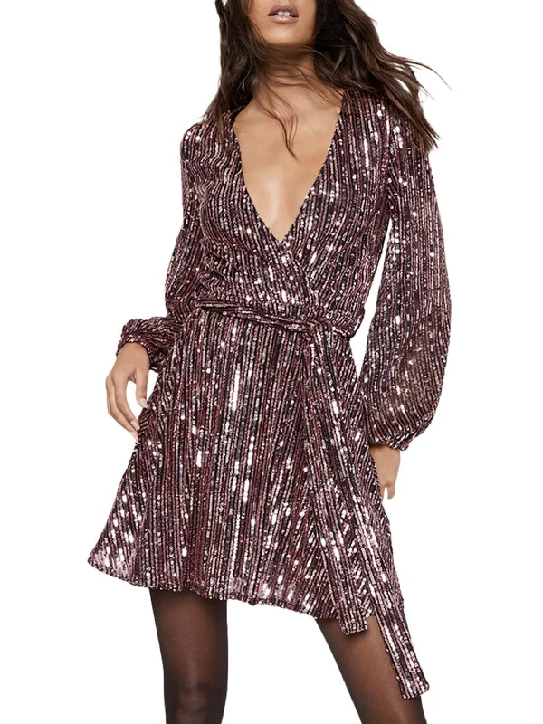 Bellissa Womens Sequined Mini Cocktail and Party Dress Tunics Polka dots