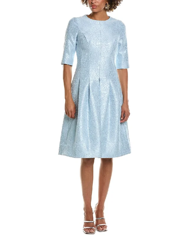 Teri Jon by Rickie Freeman Jewel Neck Elbow-Sleeve A-Line Dress Tunics Sophisticated sleek Teri Jon by Rickie Freeman Jewel Neck Elbow-Sleeve A-Line Dress Tunics Sophisticated sleek