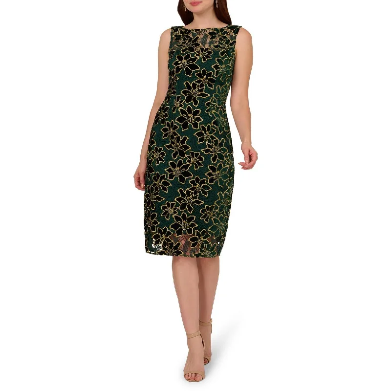Womens Floral Metallic Cocktail And Party Dress A-Line Day Work