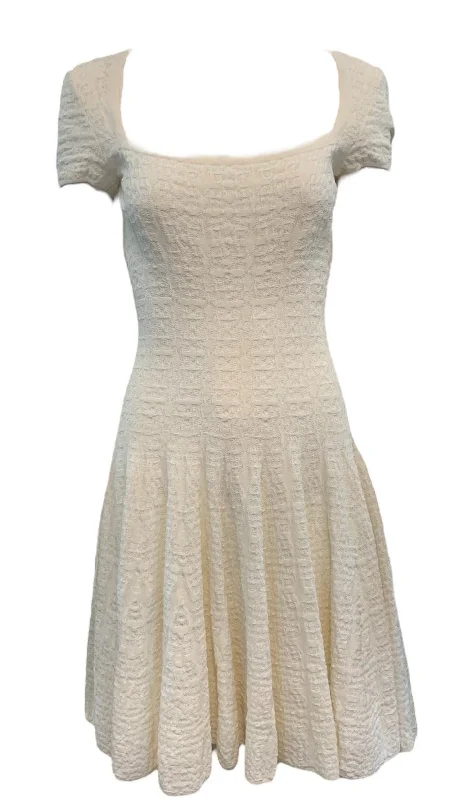 Alaia Y2K White Textured Knit Drop Waist Dress Casual Short Summer