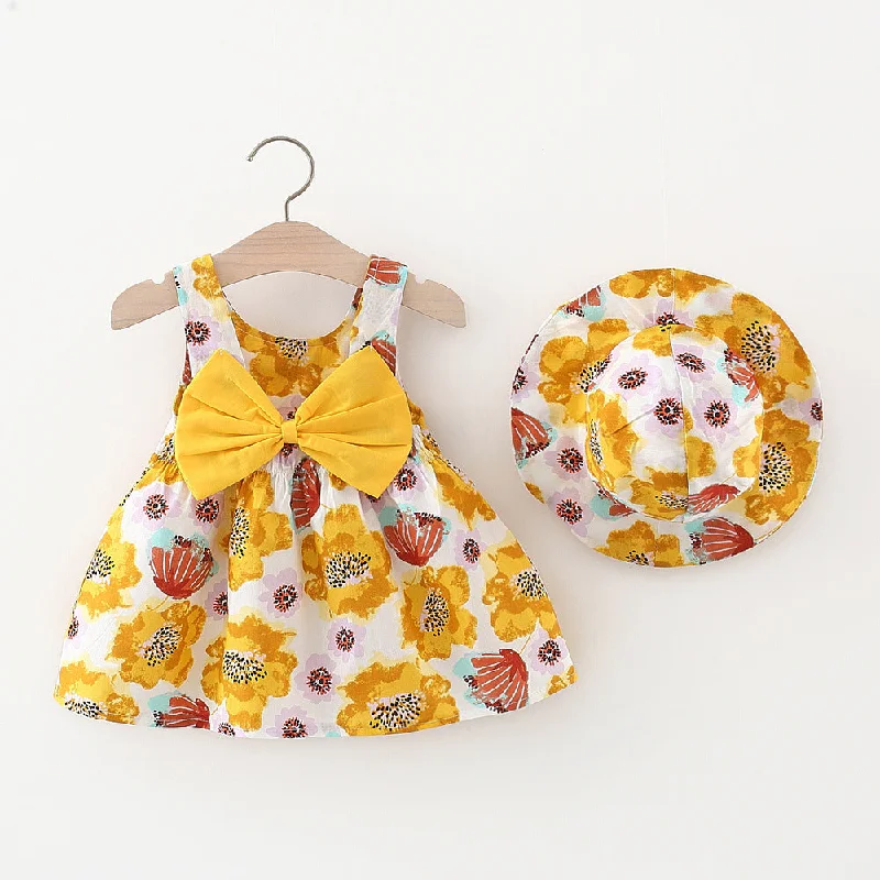 Infant Daily Dress Toddler Cute Floral Printing Casual Princess Dress Cowl Neckline Elegant