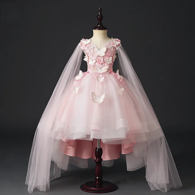 Tioddler Girl Butterfly Embroidered Puffy Princess Pageant Dress Tunics Stylish modern