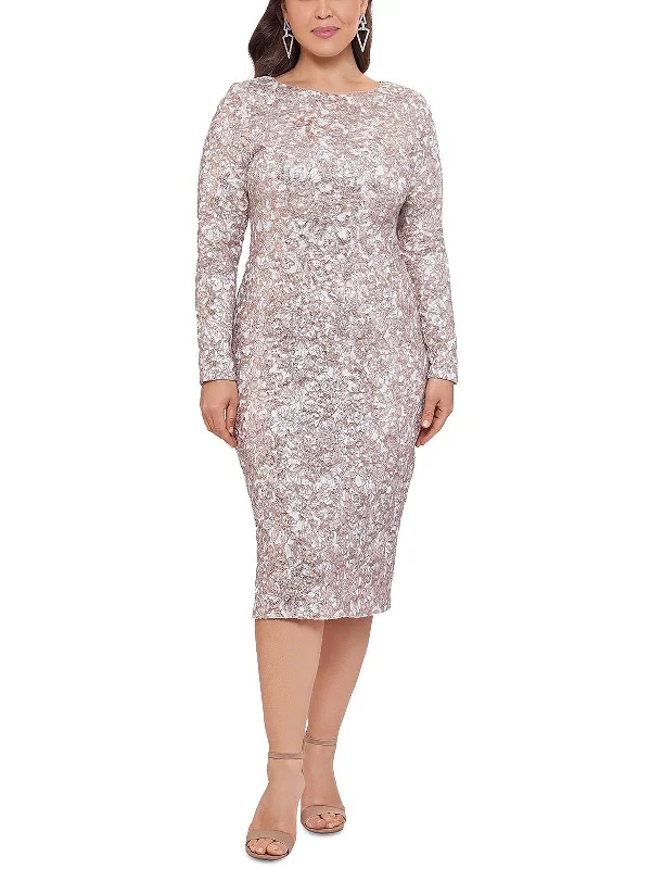 Plus Womens Sequined Mid Calf Cocktail and Party Dress Tunics New arrival