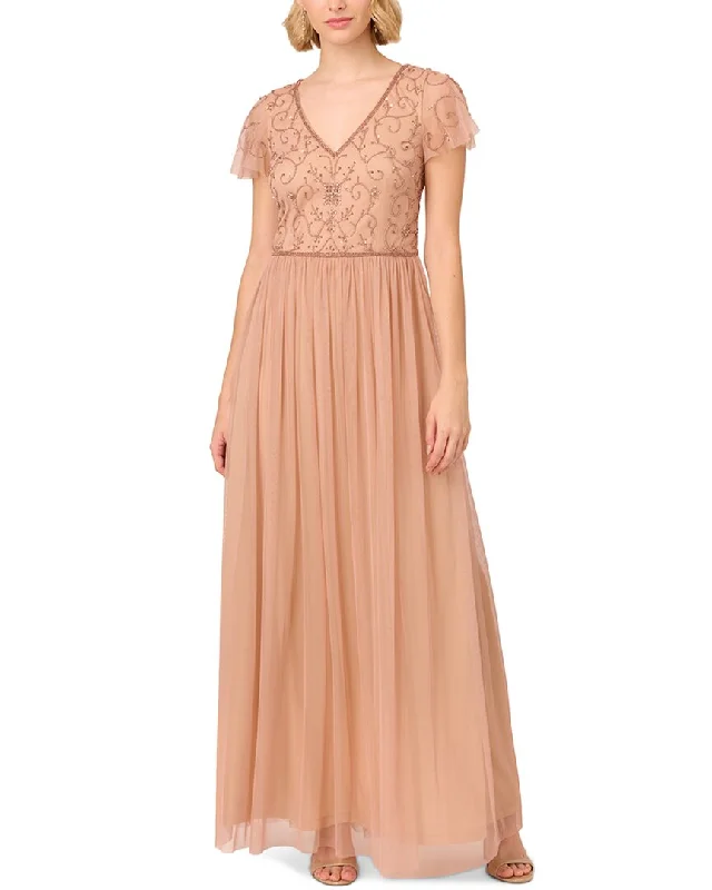 Adrianna Papell Beaded Bodice Long Dress Tunics Hiking breathable