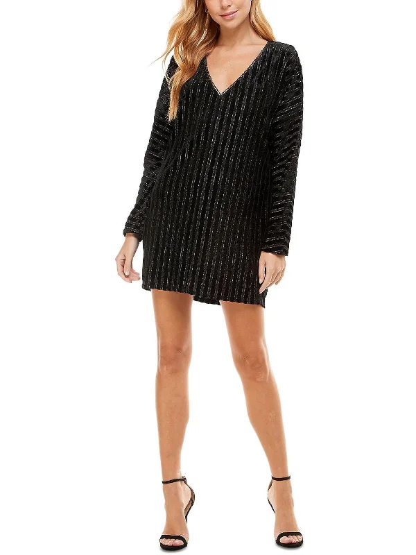Womens Velvet Short Cocktail and Party Dress Tunics Lace romantic