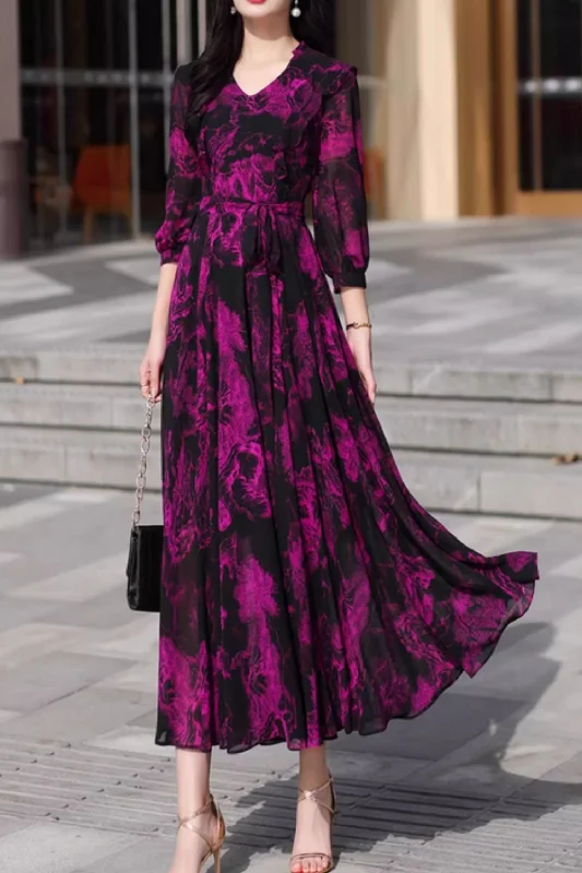 Maxi summer bohemian beach chiffon dress 5097 Tunics Formal black