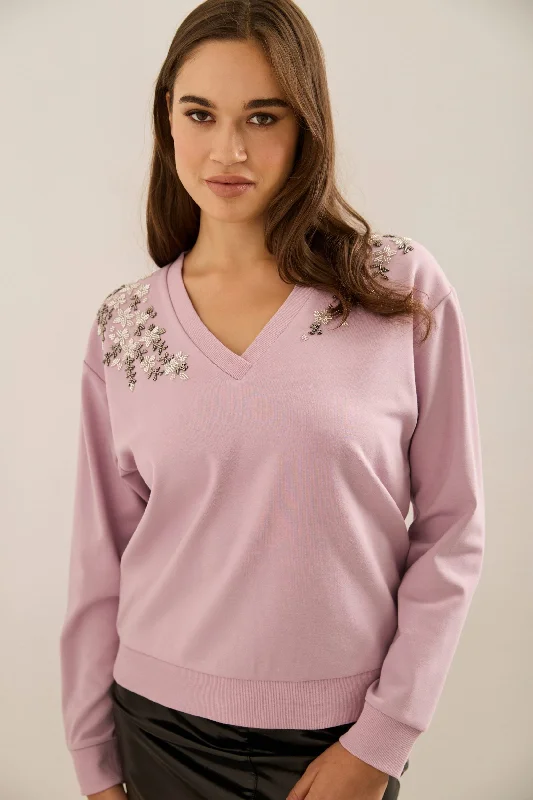 Sweatshirt With Beads Hoodie with Print Artistic Unique