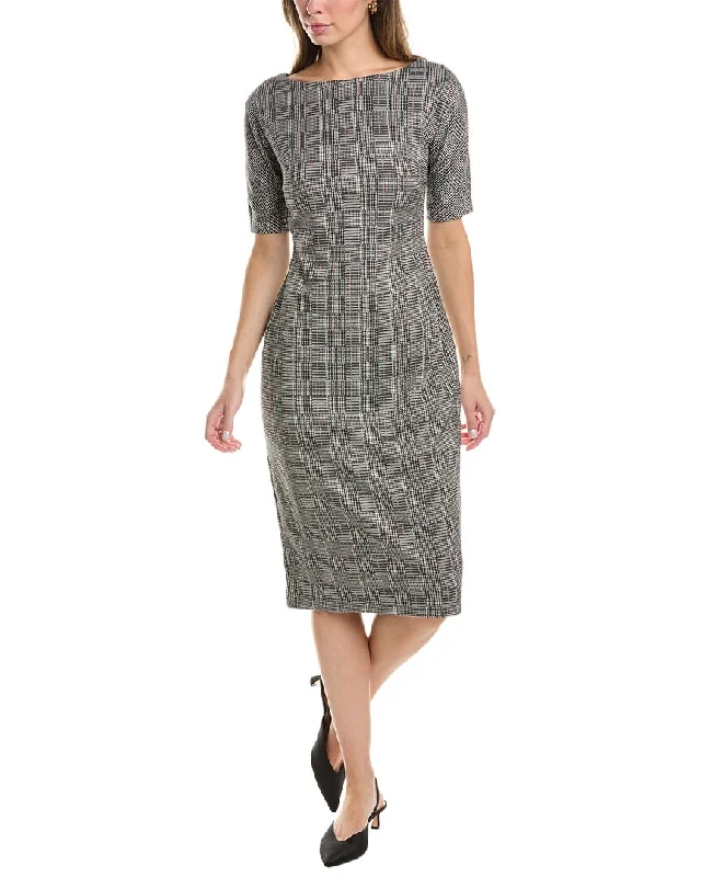 Maggy London Striped Glen Plaid Bateau Neck Sheath Dress Tunics Practical durable
