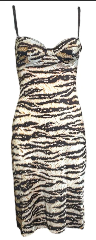Dolce & Gabbana Y2K Stretchy Tiger Print Slip Dress, NOS Tunics Cozy soft