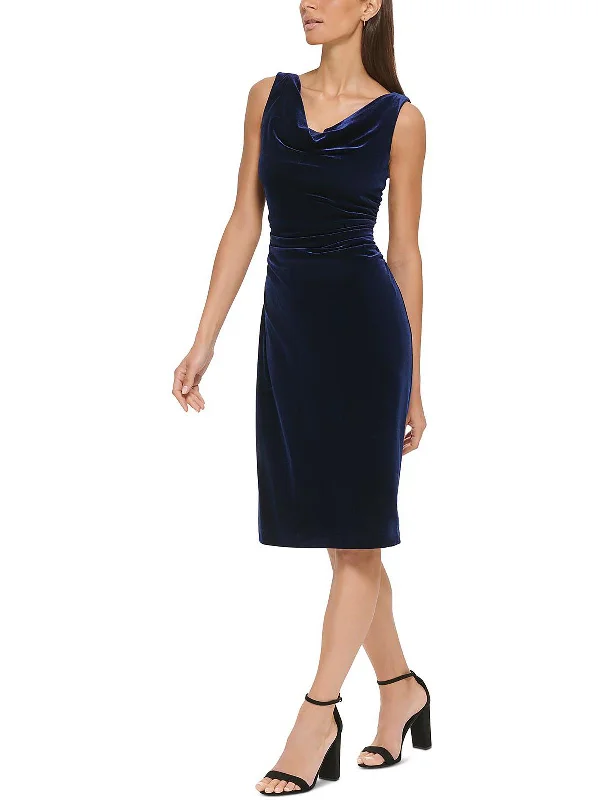 Womens Velvet Knee Cocktail and Party Dress Tunics Mesh breathable