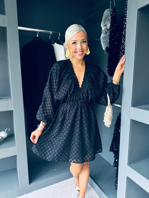 Jennifer Detailed Mini Dress Black Casual High-Waist Mini Dress