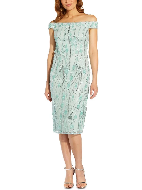Womens Sequined Knee-Length Cocktail and Party Dress Tunics Silk luxurious