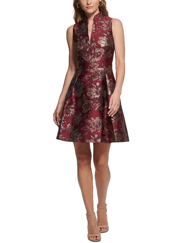 Womens Metallic Jacquard Cocktail and Party Dress Tunics Sophisticated sleek