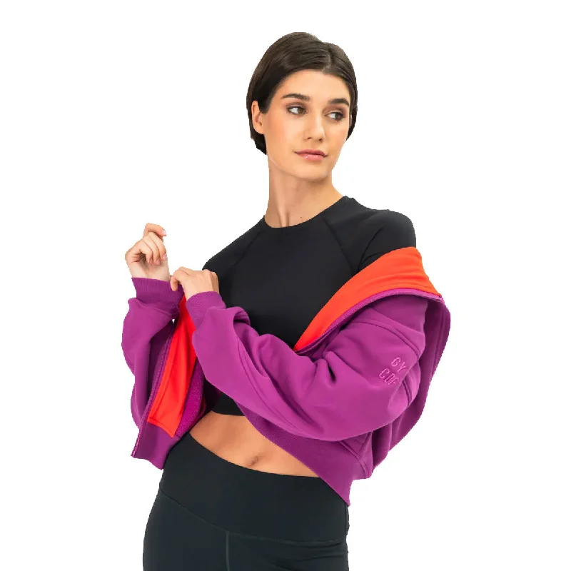 Gym+Coffee Sierra Fleece Zip Hoodie - Womens - Very Berry Hoodie with Belted Waist Structured Tailored Gym+Coffee Sierra Fleece Zip Hoodie - Womens - Very Berry Hoodie with Belted Waist Structured Tailored