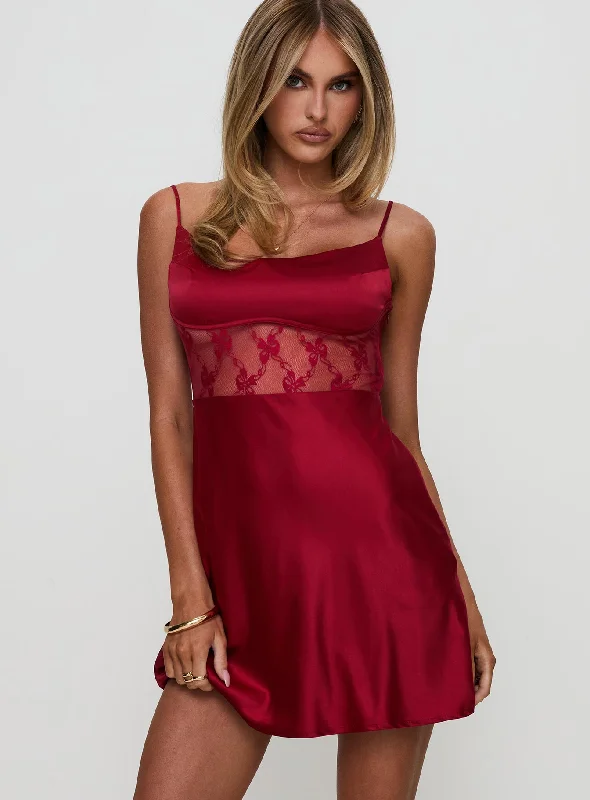Le Tigre Lace Mini Dress Red Elegant Sequin Mini Dress