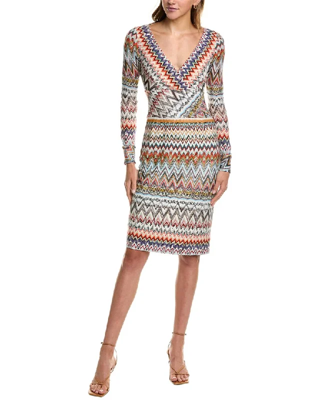 Missoni V-Neck Wool-Blend Sheath Dress Tunics Lace romantic