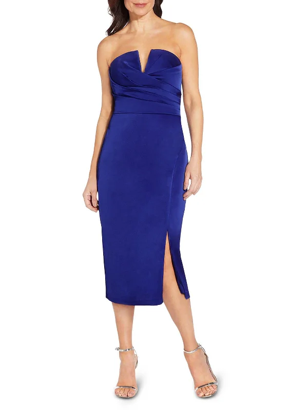 Womens Satin Mini Cocktail and Party Dress Tunics Long Elegant