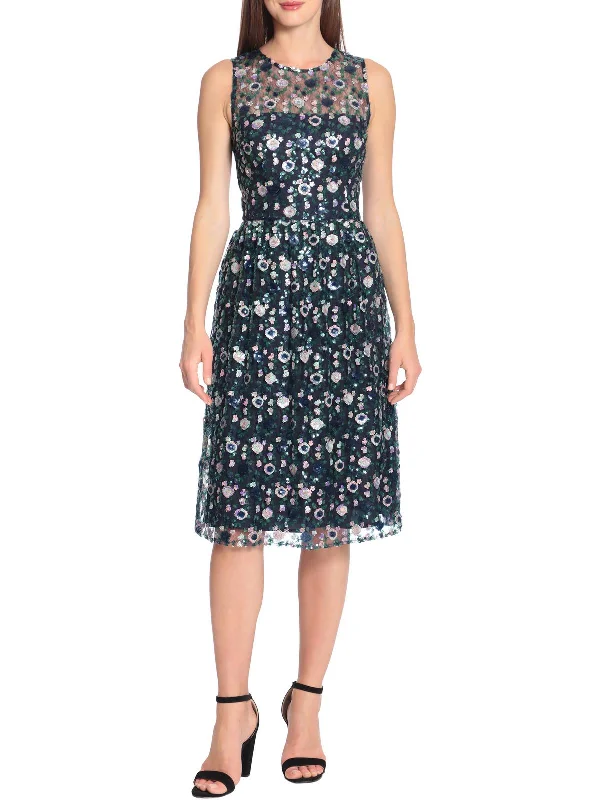 Womens Sequined Wedding Cocktail and Party Dress Turtleneck Neckline Stylish