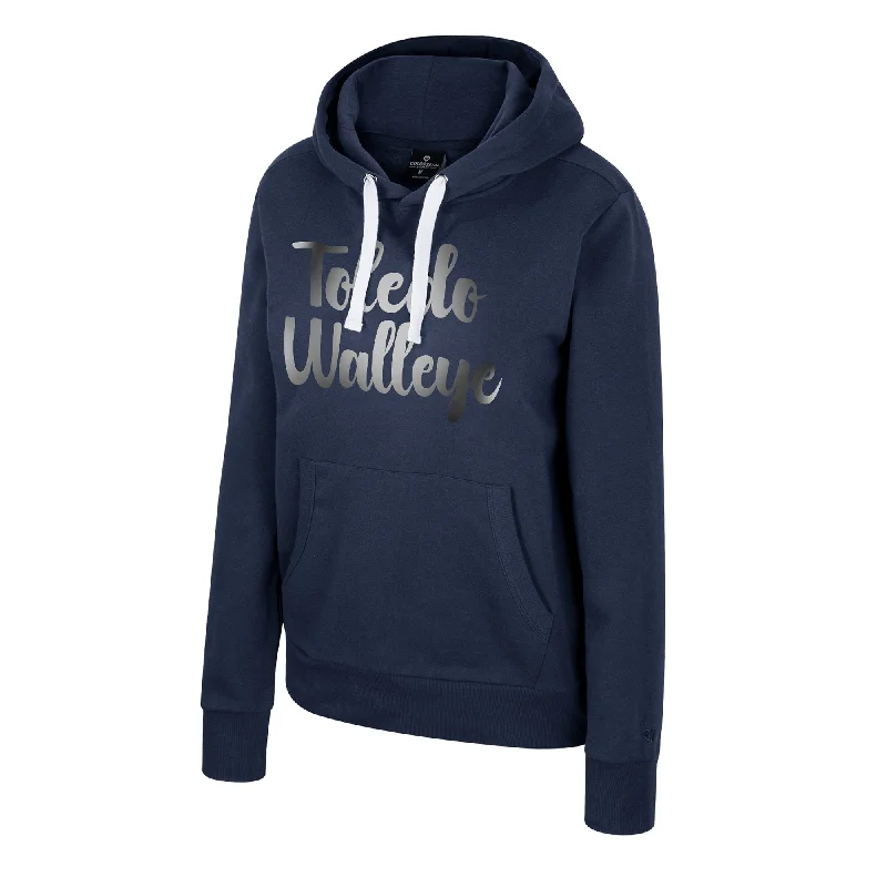Toledo Walleye Ladies Gliding Here Hooded Sweatshirt Hoodie with Mock Neck Collared Structured Toledo Walleye Ladies Gliding Here Hooded Sweatshirt Hoodie with Mock Neck Collared Structured