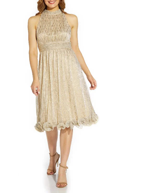 Womens Metalllic Knee Cocktail and Party Dress Tunics Timeless classic