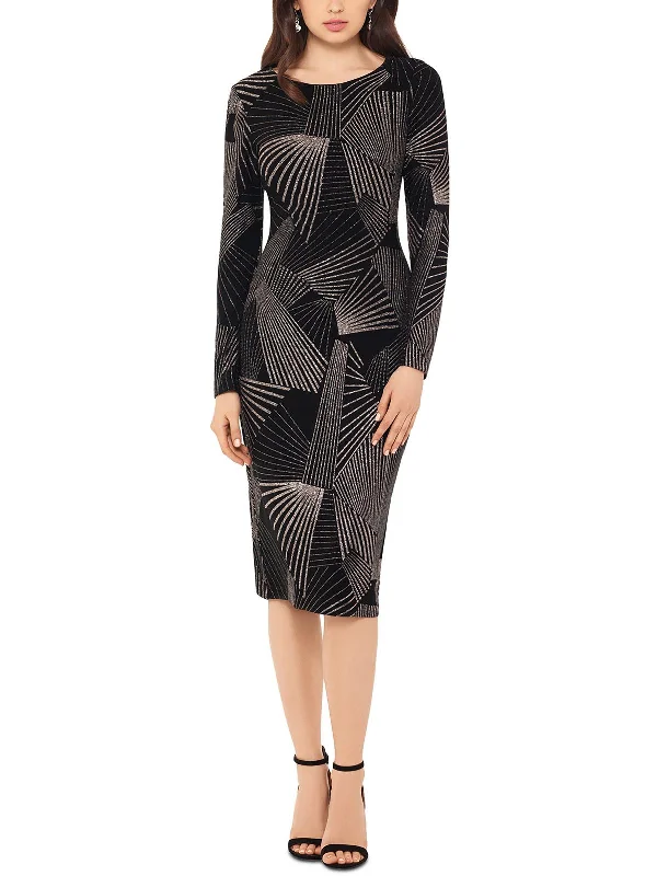 Petites Womens Glitter Knee-Length Cocktail and Party Dress Tunics Sophisticated sleek