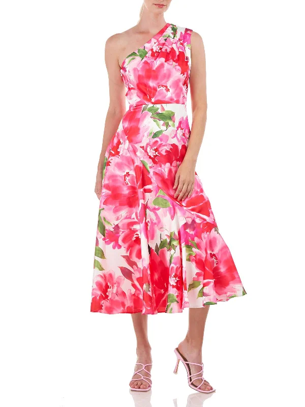 Womens Floral One Shoulder Cocktail and Party Dress Tunics Sophisticated sleek