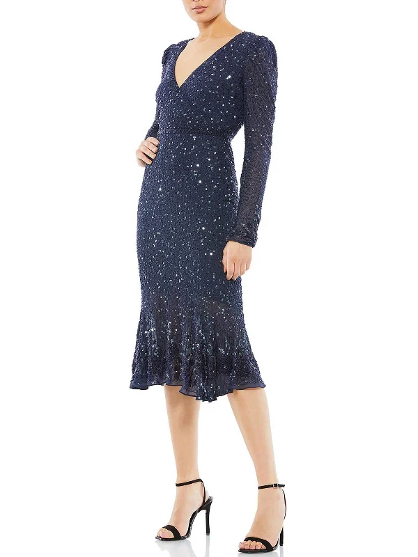 Womens Sequin Embellished Cocktail and Party Dress Tunics Trendy modern