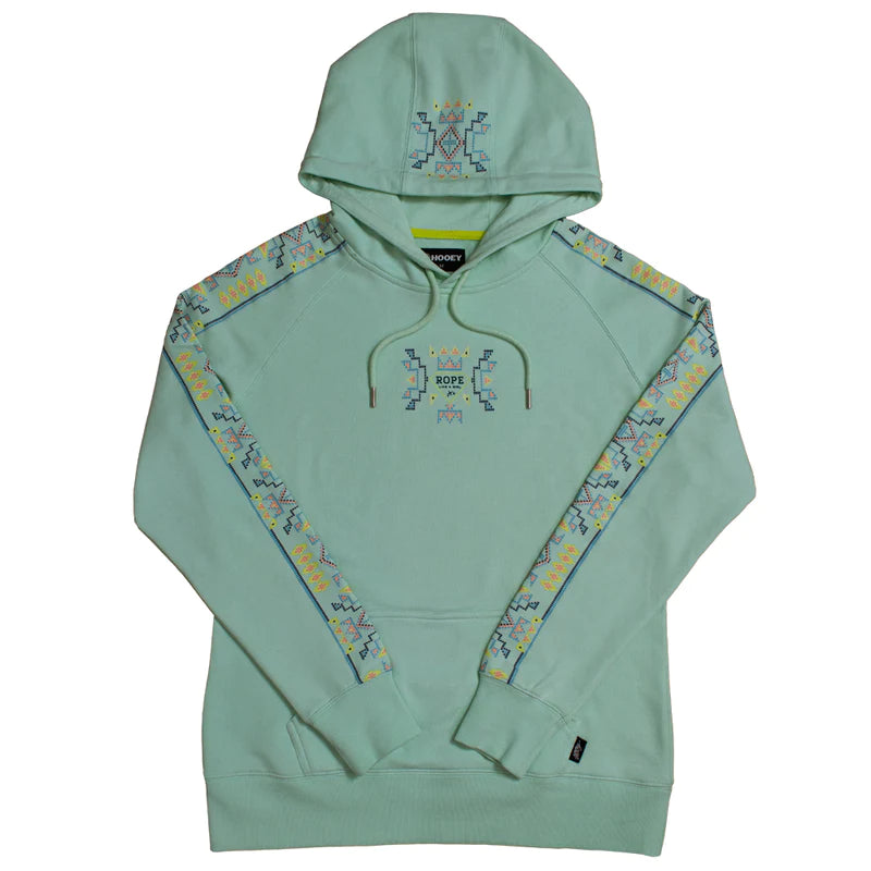 Women's "ROPE LIKE A GIRL" MINT W/MULTI COLOR PATTERN HOODIE Hoodie Dress Longline Feminine Women's "ROPE LIKE A GIRL" MINT W/MULTI COLOR PATTERN HOODIE Hoodie Dress Longline Feminine
