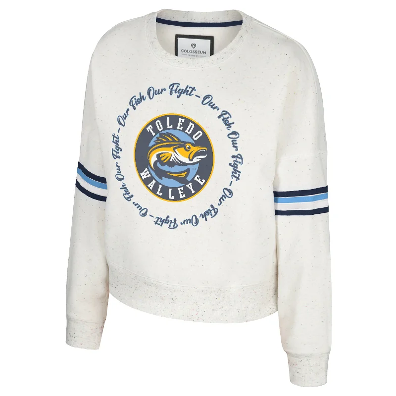 Toledo Walleye Ladies Novelist Crewneck Sweatshirt Hoodie with Set-In Sleeves Structured Classic Toledo Walleye Ladies Novelist Crewneck Sweatshirt Hoodie with Set-In Sleeves Structured Classic