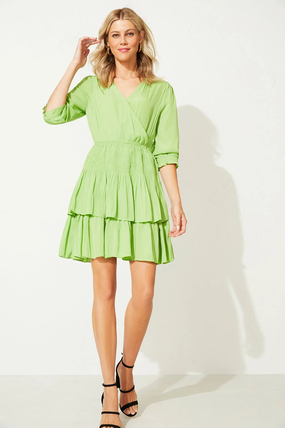 KALEIDOSCOPE (BN) Ruched waist apple green dress! 8 A-Line Day Work